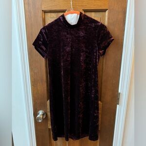 Burgundy velvet juniors dress.